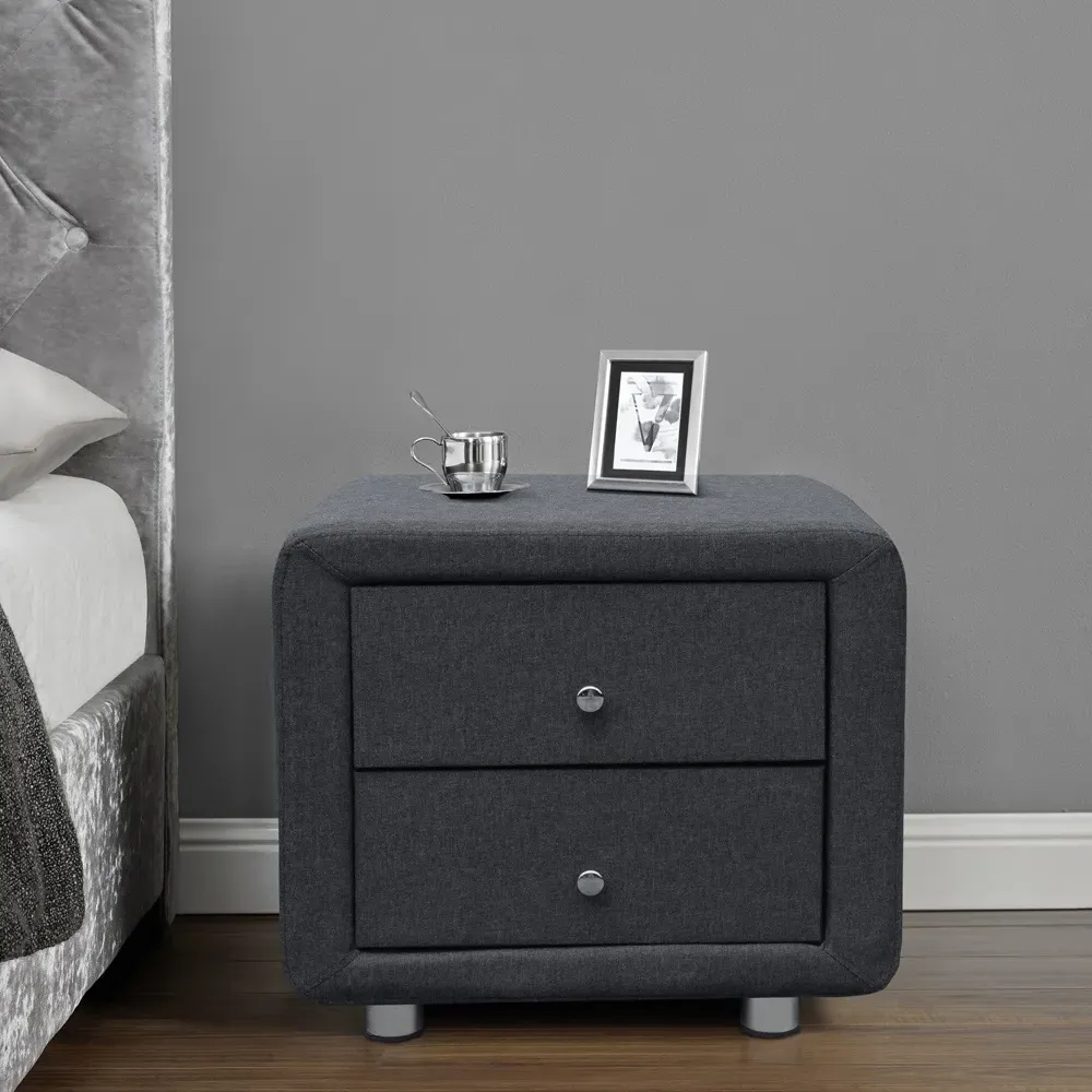 Brooklyn King Size Bed Set with Storage - Grey, Linen