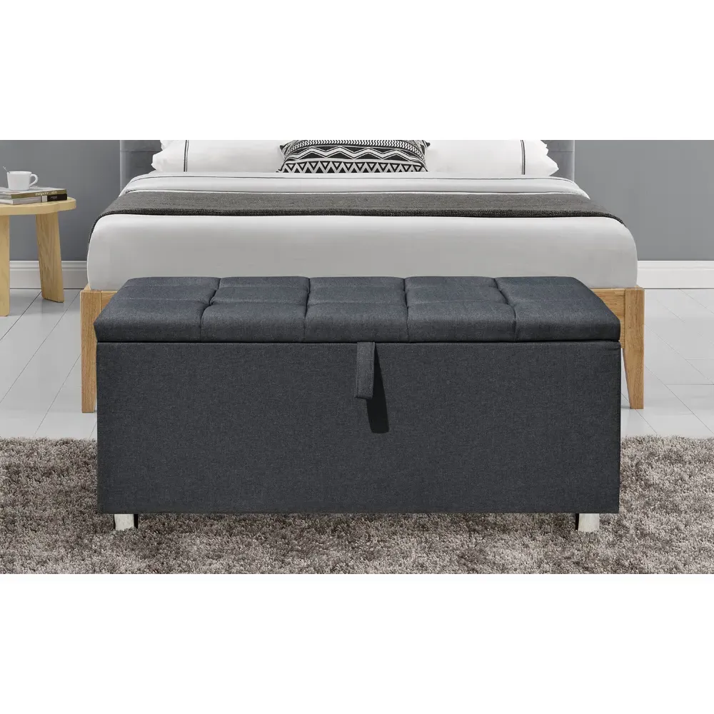 Brooklyn King Size Bed Set with Storage - Grey, Linen