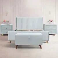 Brooklyn King Size Bedroom Furniture Set - Blue, Linen