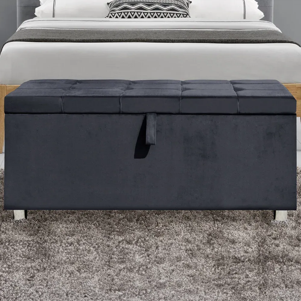 Brooklyn King Size Bedroom Furniture Set - Grey, Velvet