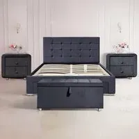 Brooklyn King Size Bedroom Furniture Set - Grey, Velvet