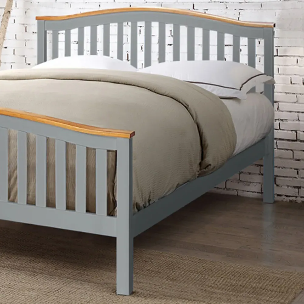 Brooklyn King Size Curved Bed Frame - Grey, Pine
