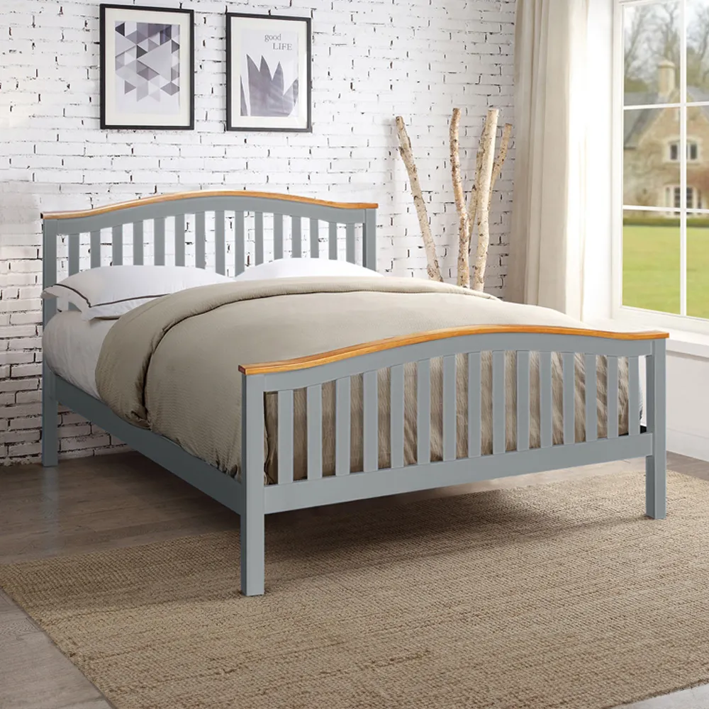 Brooklyn King Size Curved Bed Frame - Grey, Pine image