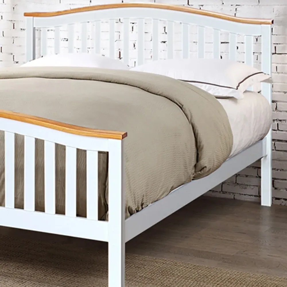 Brooklyn King Size Curved Bed Frame - White, Pine