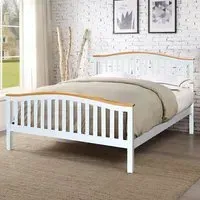 Brooklyn King Size Curved Bed Frame - White, Pine
