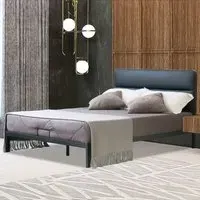 Brooklyn King Size Metal Bed Frame - Black, Faux Leather