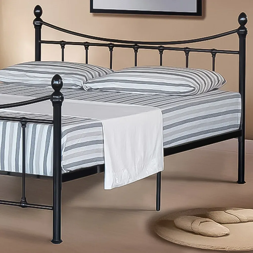 Brooklyn King Size Metal Bed with Finials - Black
