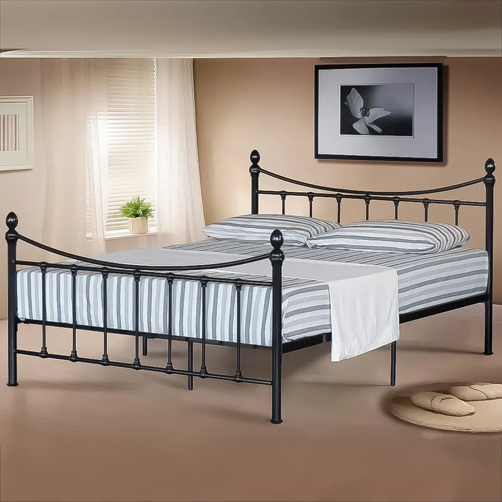 Brooklyn King Size Metal Bed with Finials - Black image