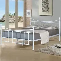 Brooklyn King Size Metal Bed with Finials - White