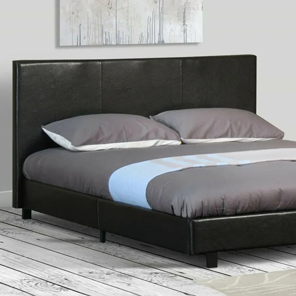 Brooklyn King Size Ottoman Bed with Storage - Black, Faux Leather