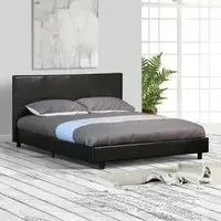 Brooklyn King Size Ottoman Bed with Storage - Black, Faux Leather