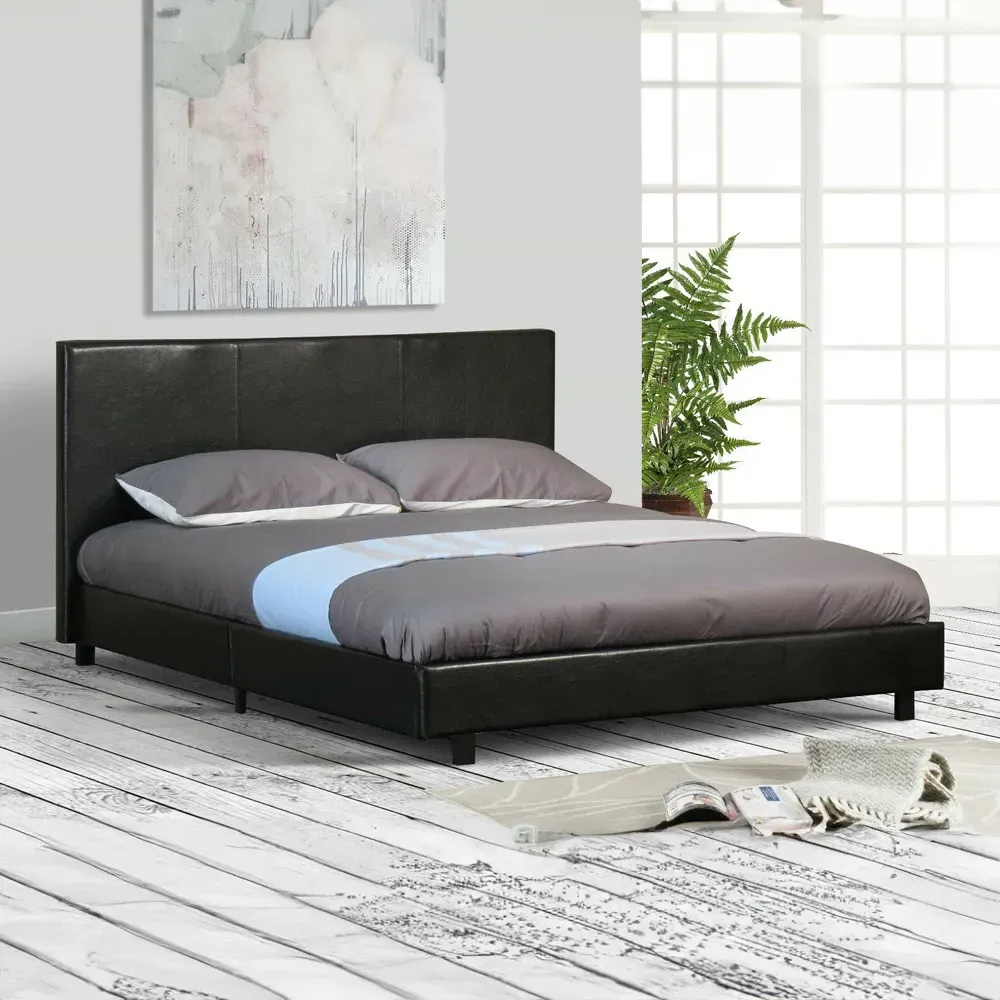 Brooklyn King Size Ottoman Bed with Storage - Black, Faux Leather image