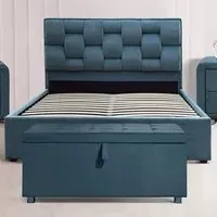 Brooklyn King Size Ottoman Bed with Storage - Blue, Velvet