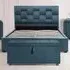 Brooklyn King Size Ottoman Bed with Storage - Blue, Velvet
