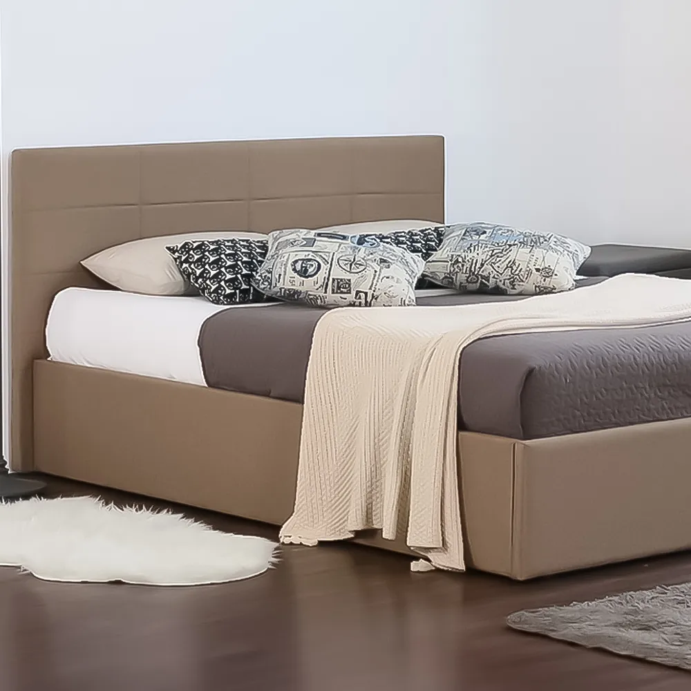 Brooklyn King Size Ottoman Bed with Storage - Brown, Fabric
