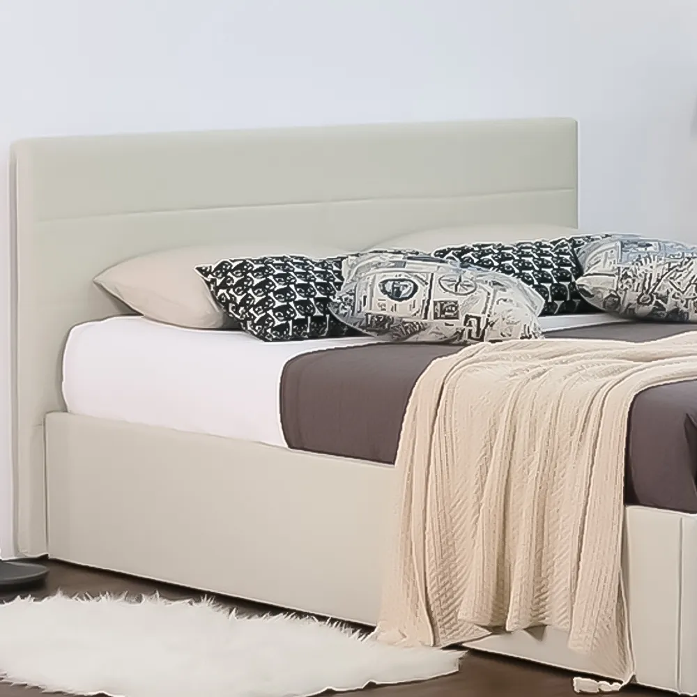 Brooklyn King Size Ottoman Bed with Storage - Cream, Fabric