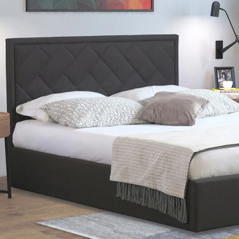Brooklyn King Size Ottoman Bed with Storage - Dark Grey, Fabric
