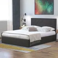Brooklyn King Size Ottoman Bed with Storage - Dark Grey, Fabric