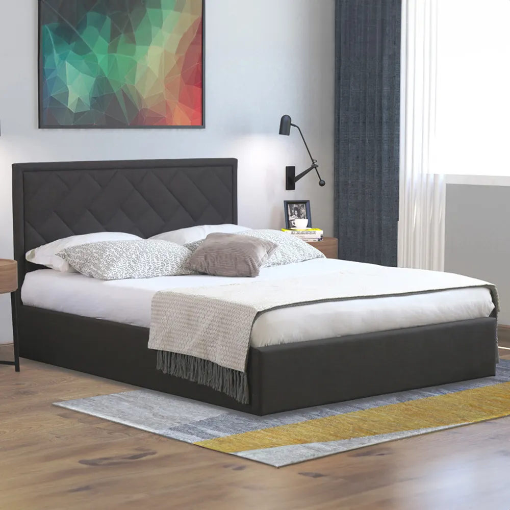 Brooklyn King Size Ottoman Bed with Storage - Dark Grey, Fabric