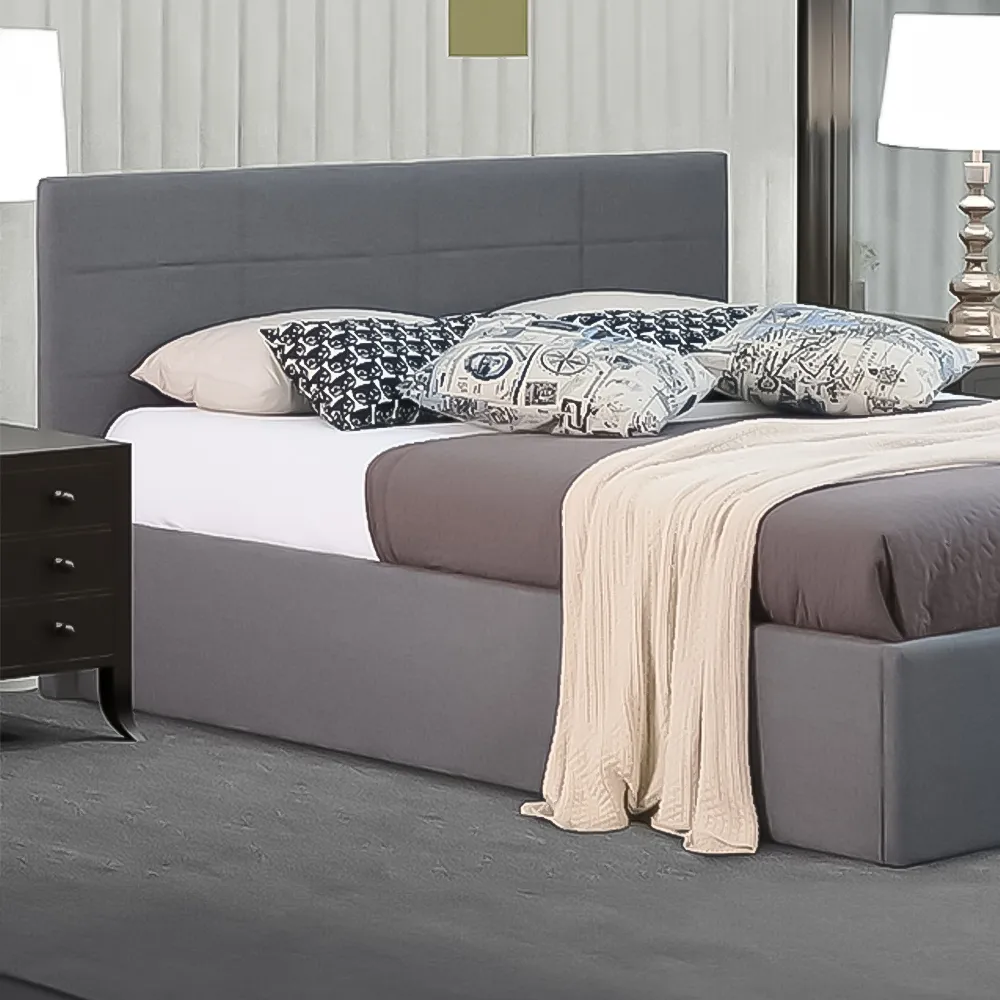 Brooklyn King Size Ottoman Bed with Storage - Grey, Fabric