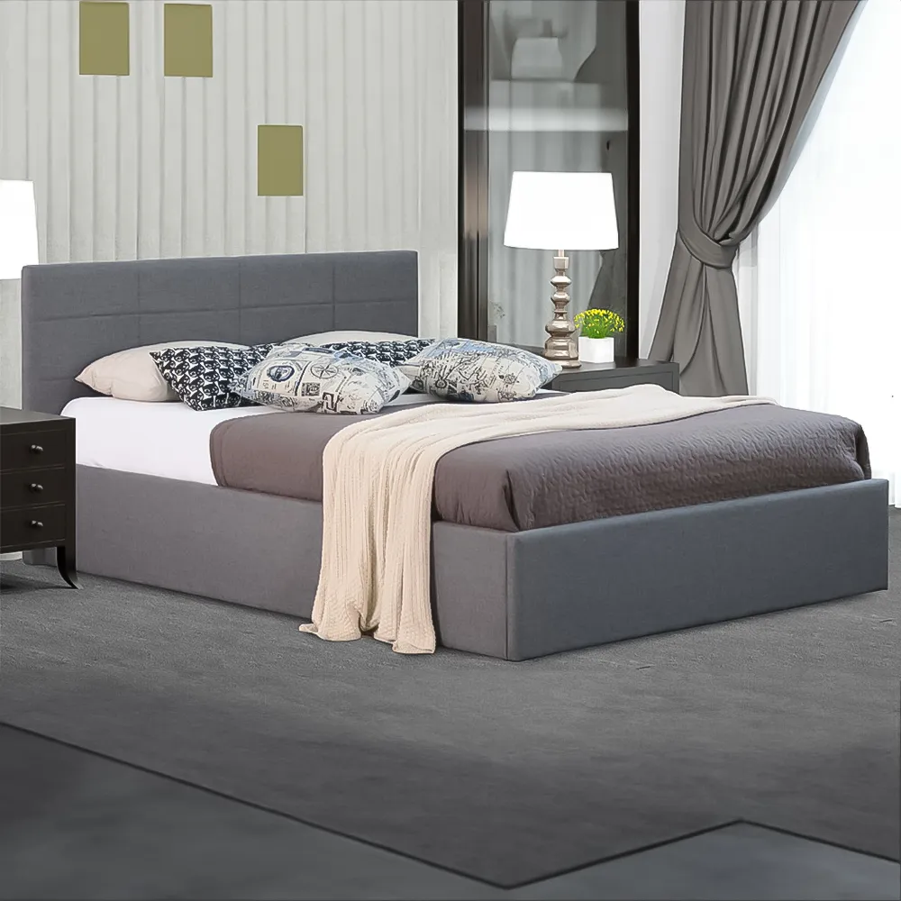 Brooklyn King Size Ottoman Bed with Storage - Grey, Fabric