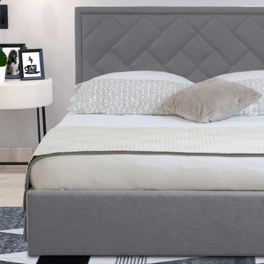 Brooklyn King Size Ottoman Bed with Storage - Light Grey, Fabric