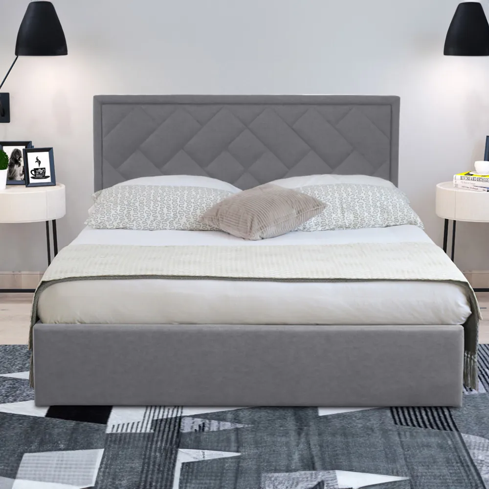 Brooklyn King Size Ottoman Bed with Storage - Light Grey, Fabric