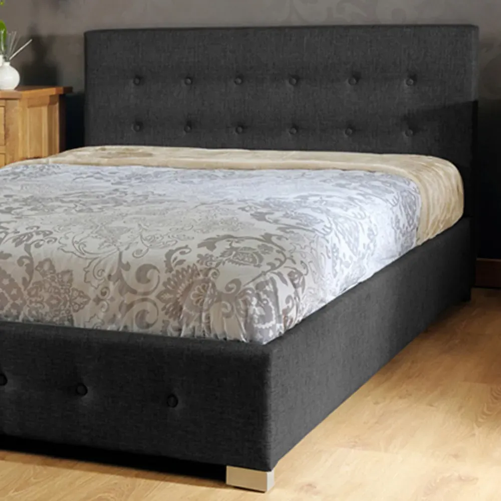 Brooklyn King Size Ottoman Storage Bed - Black, Fabric