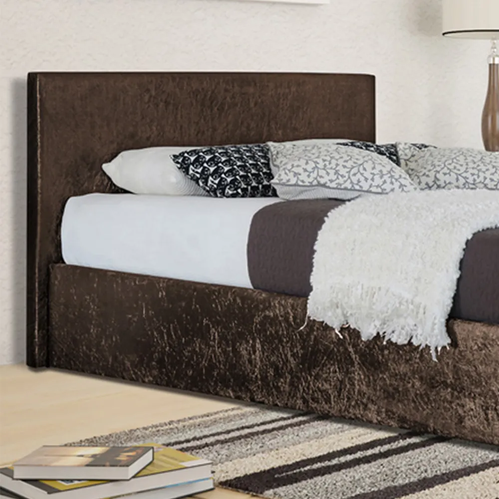 Brooklyn King Size Ottoman Storage Bed - Brown, Crushed Velvet