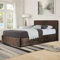 Brooklyn King Size Ottoman Storage Bed - Brown, Crushed Velvet