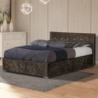 Brooklyn King Size Ottoman Storage Bed - Brown, Crushed Velvet
