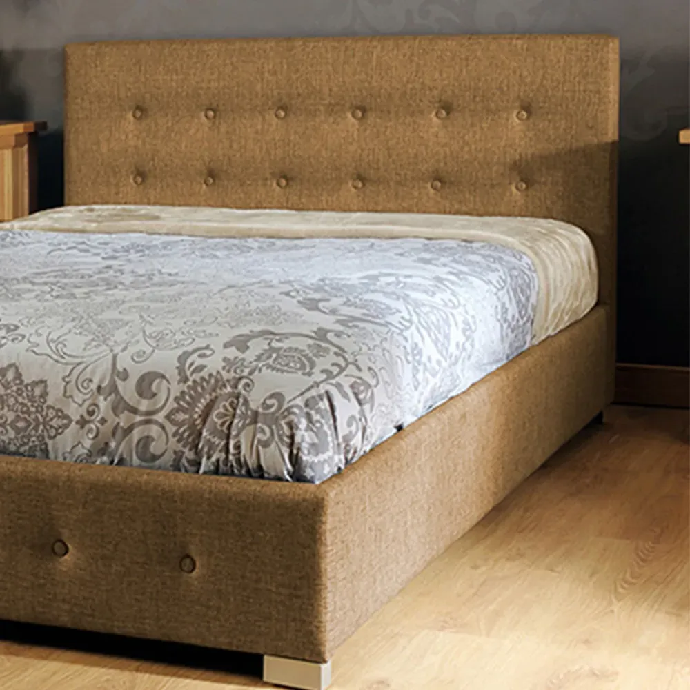 Brooklyn King Size Ottoman Storage Bed - Brown, Fabric