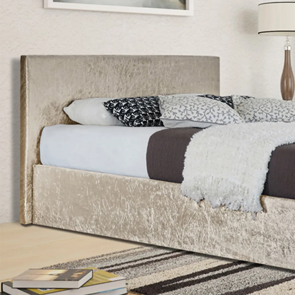 Brooklyn King Size Ottoman Storage Bed - Cream, Crushed Velvet