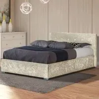 Brooklyn King Size Ottoman Storage Bed - Cream, Crushed Velvet