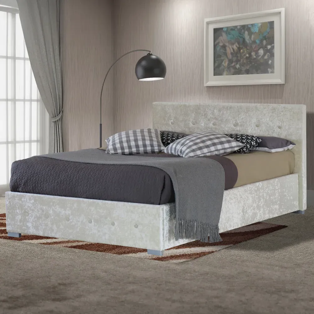 Brooklyn King Size Ottoman Storage Bed - Cream, Fabric