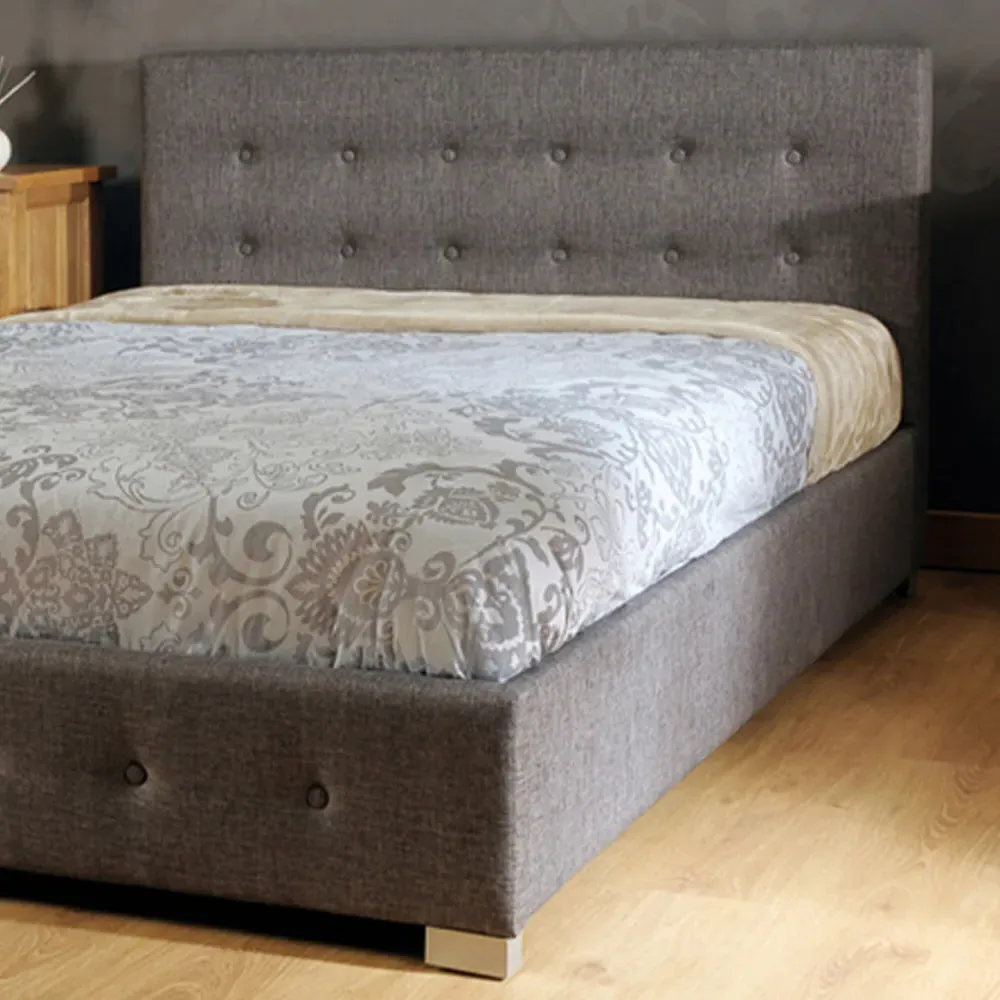 Brooklyn King Size Ottoman Storage Bed - Grey, Fabric
