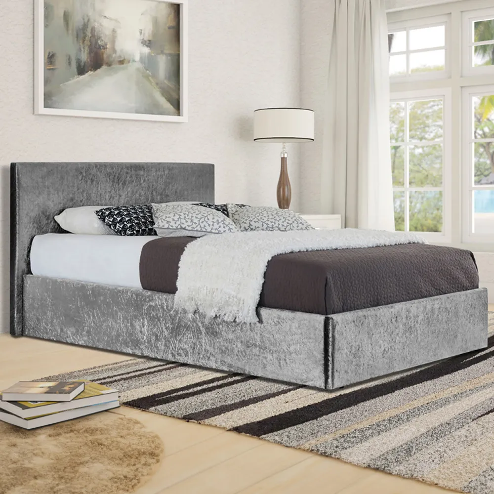 Brooklyn King Size Ottoman Storage Bed - Silver, Velvet image