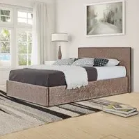 Brooklyn King Size Ottoman Storage Bed - Truffle, Crushed Velvet
