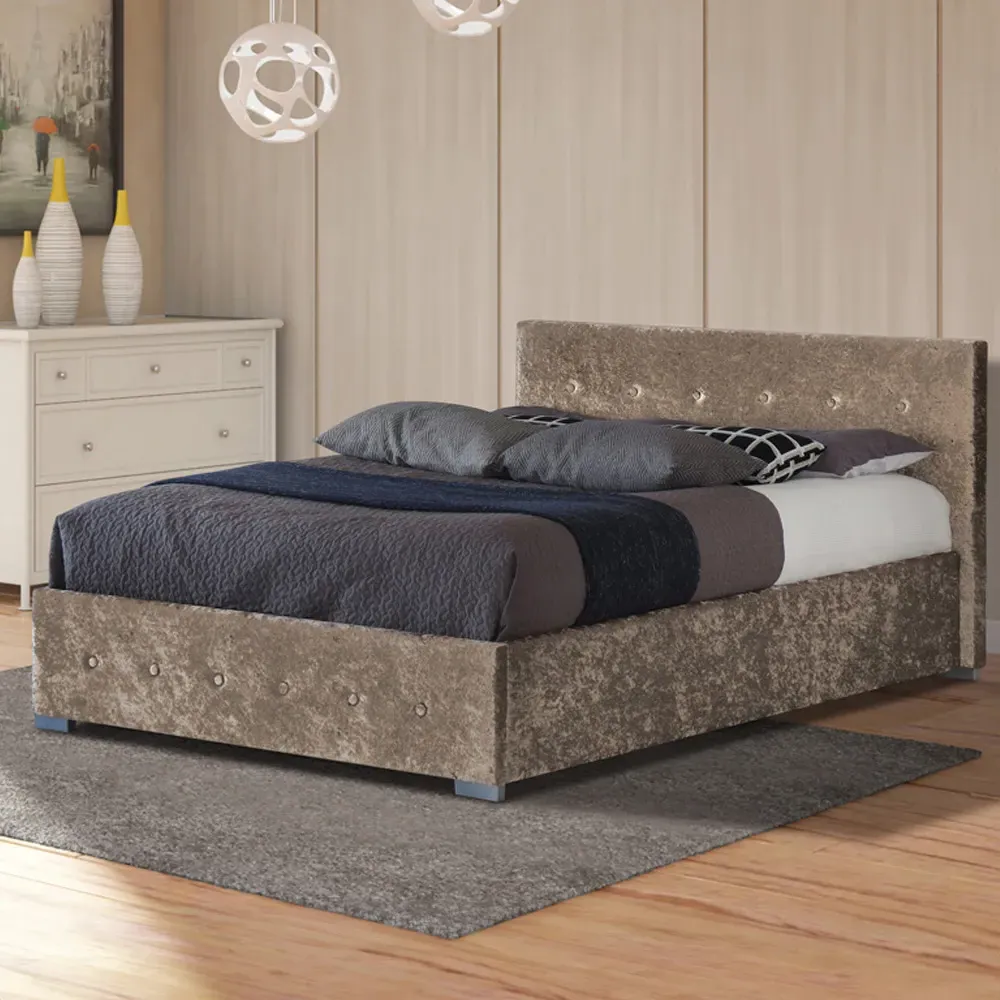 Brooklyn King Size Ottoman Storage Bed - Truffle, Crushed Velvet