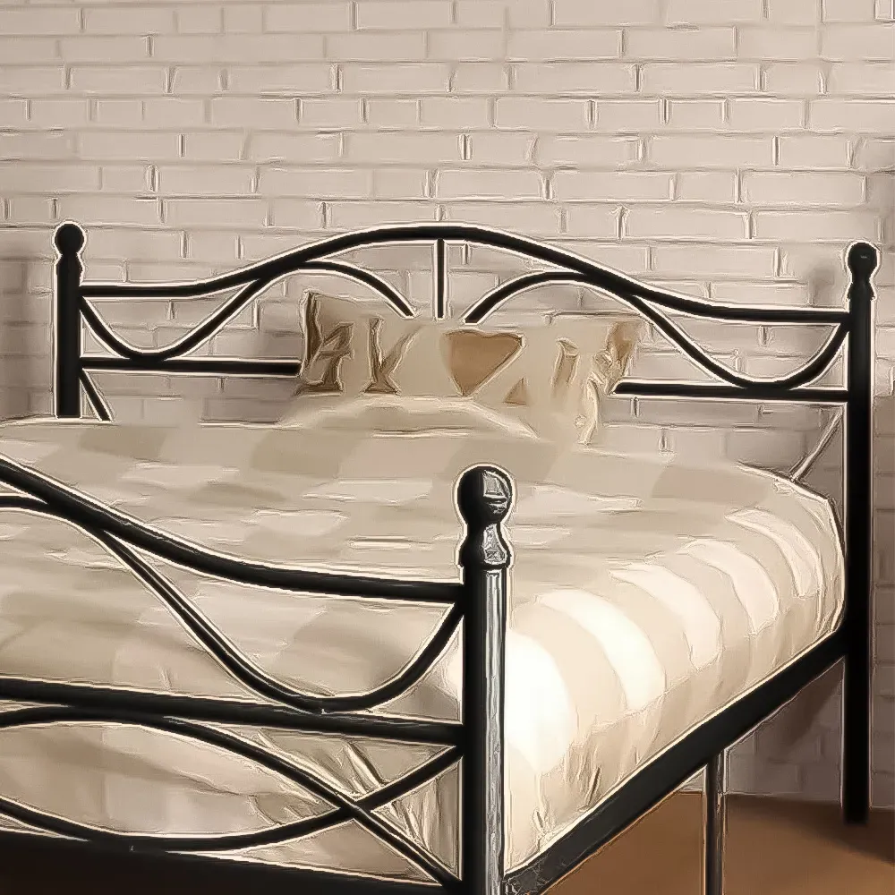 Brooklyn King Size Scroll Effect Metal Bed Frame - Black