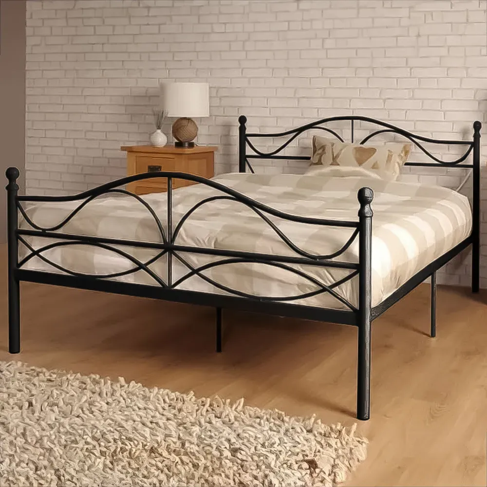 Brooklyn King Size Scroll Effect Metal Bed Frame - Black