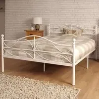 Brooklyn King Size Scroll Effect Metal Bed Frame - White