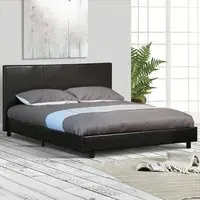 Brooklyn King Size Sleigh Bed Frame - Black, Faux Leather