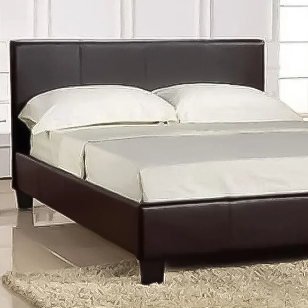 Brooklyn King Size Sleigh Bed Frame - Brown, Faux Leather