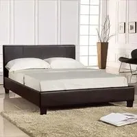 Brooklyn King Size Sleigh Bed Frame - Brown, Faux Leather