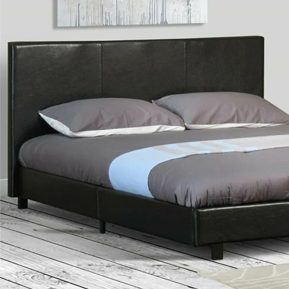 Brooklyn King Size Storage Bed Frame - Black, Faux Leather