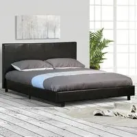Brooklyn King Size Storage Bed Frame - Black, Faux Leather