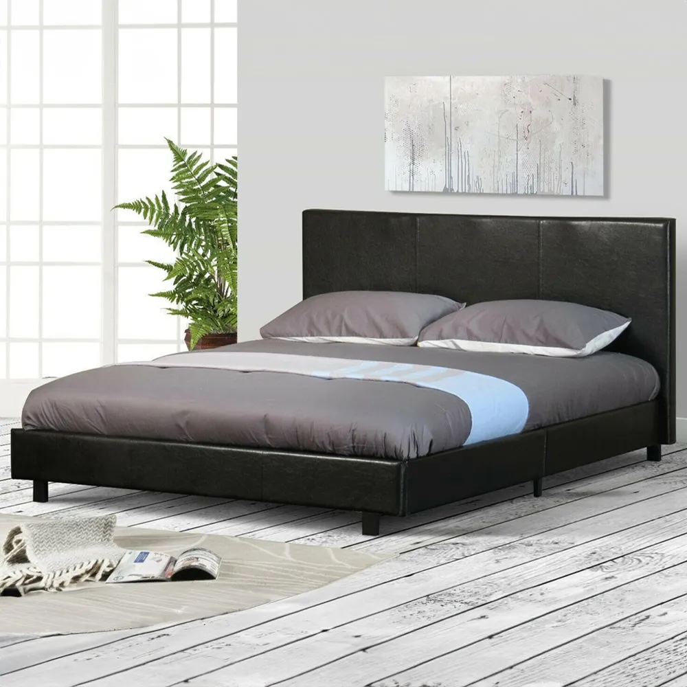 Brooklyn King Size Storage Bed Frame - Black, Faux Leather