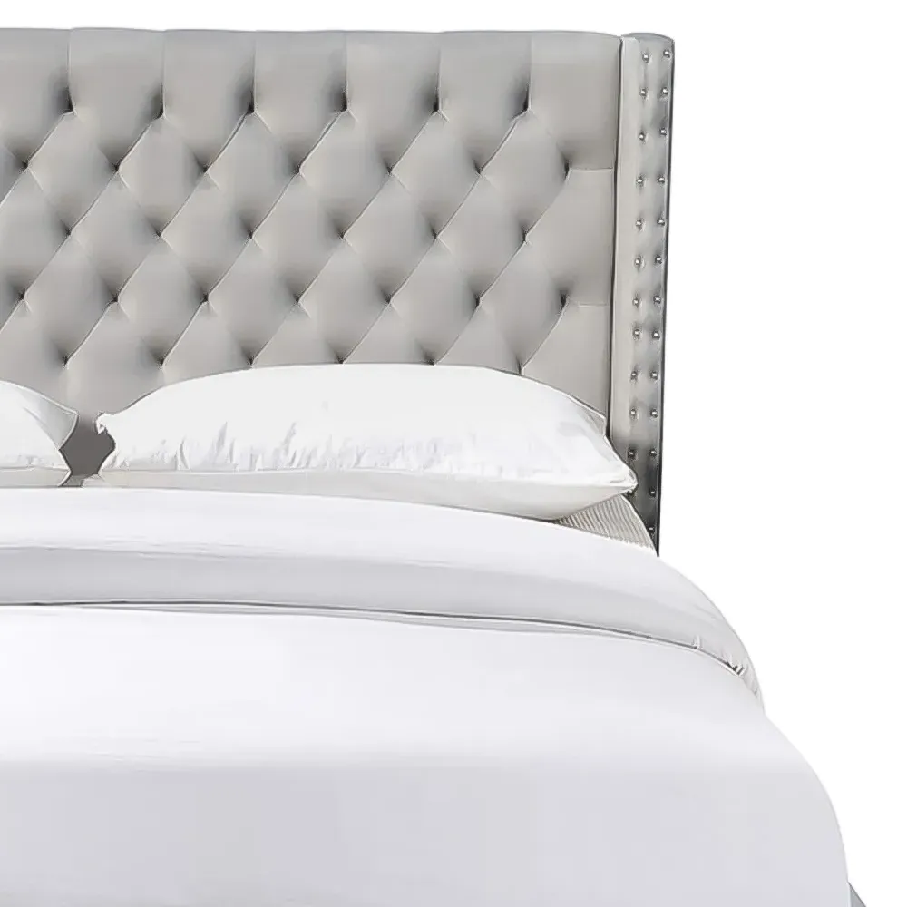 Brooklyn King Size Storage Ottoman Bed - Grey, Velvet