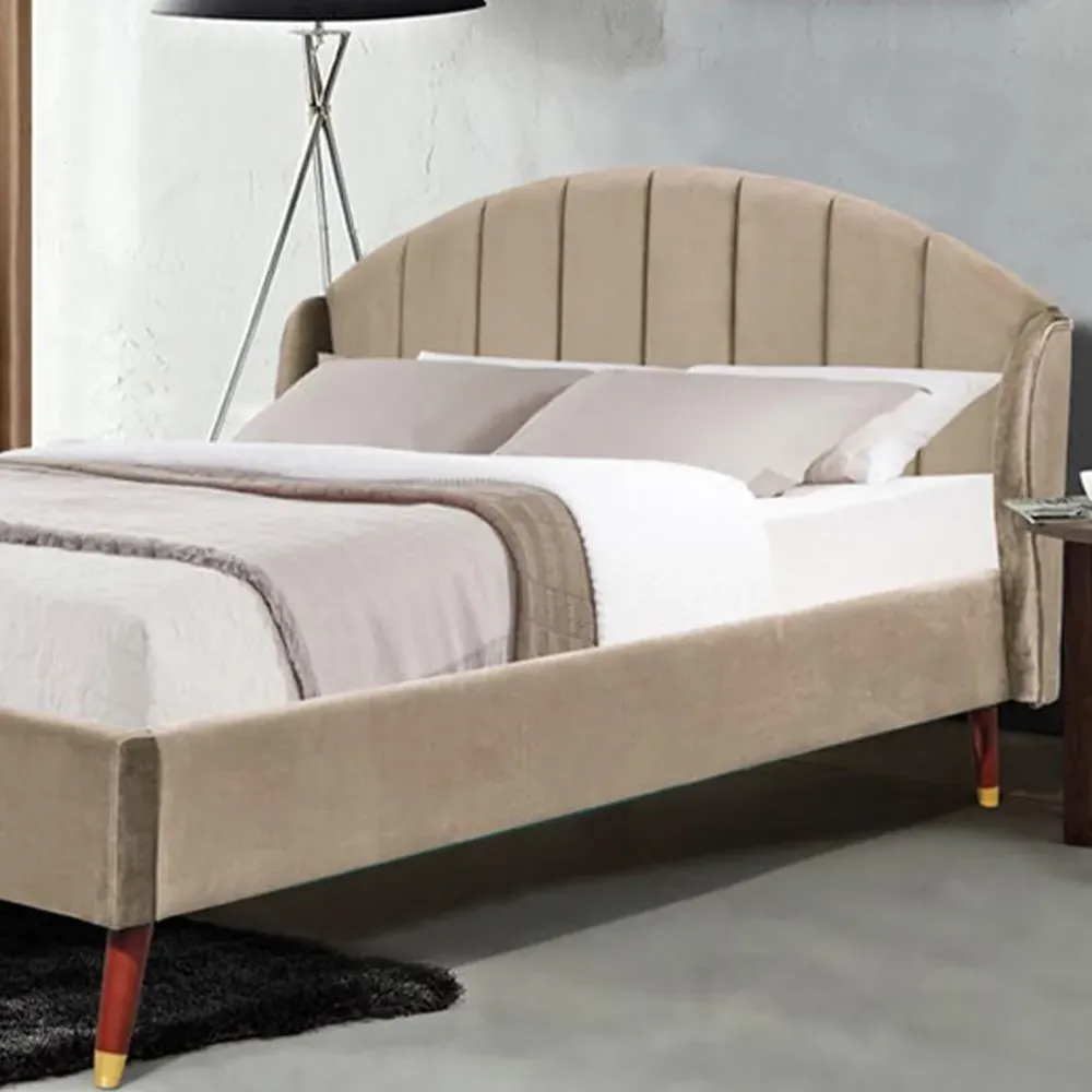 Brooklyn King Size Winged Bed Frame - Brown, Velvet